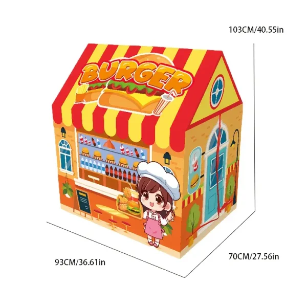 Tienda de Campaña Infantil Plegable con temática de hamburguesas