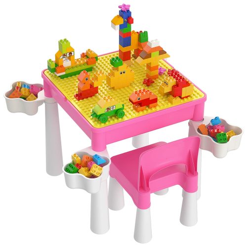 Mesa De Juego Infantil 49 Piezas 6 En 1 Blanco con rosa