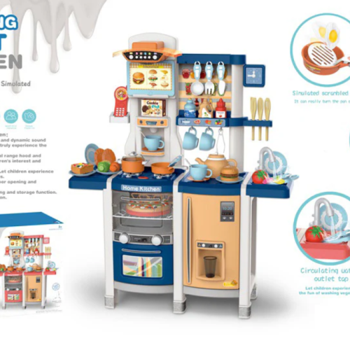 Cocinita azul Interactiva 6 en 1 con Vapor y Agua