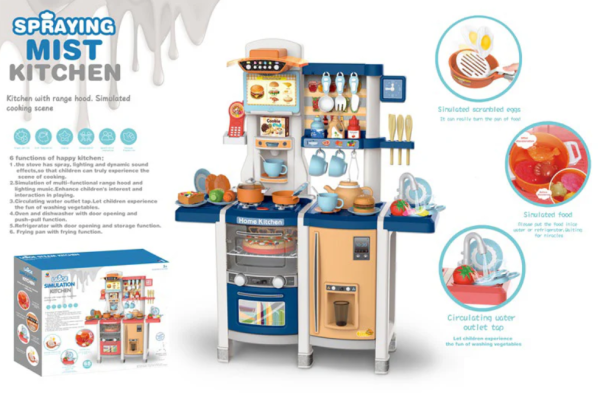 Cocinita azul Interactiva 6 en 1 con Vapor y Agua