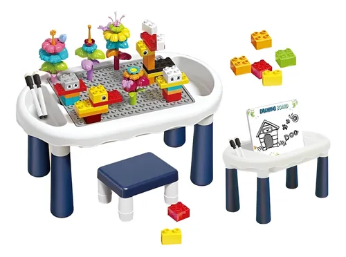 D_NQ_NP_730798-MLC89162075415_082025-O Mesa De Juego Infantil 49 Piezas 6 En 1 Blanco con azul