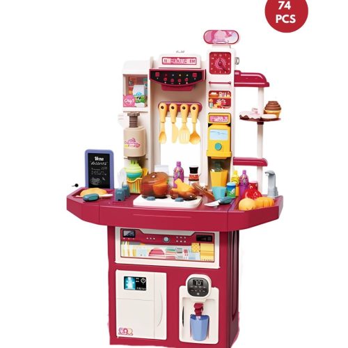 Set de Cocina Rosa Elegante con Nevera y Pizarra