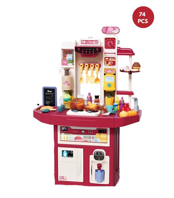 Set de Cocina Rosa Elegante con Nevera y Pizarra